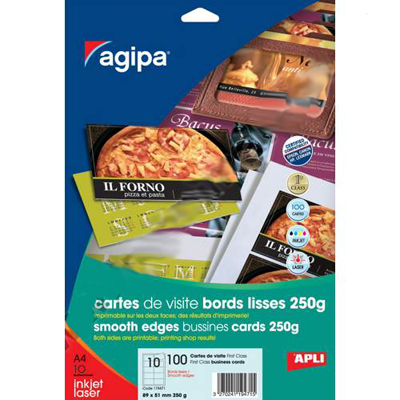Cartes De Visite Blanches APLI 10609 - 150 Cartes (15 Feuilles) - Format 89x51 Mm, Carton 200 G/m² Mat - Pour Impression Laser Ou Jet D'encre